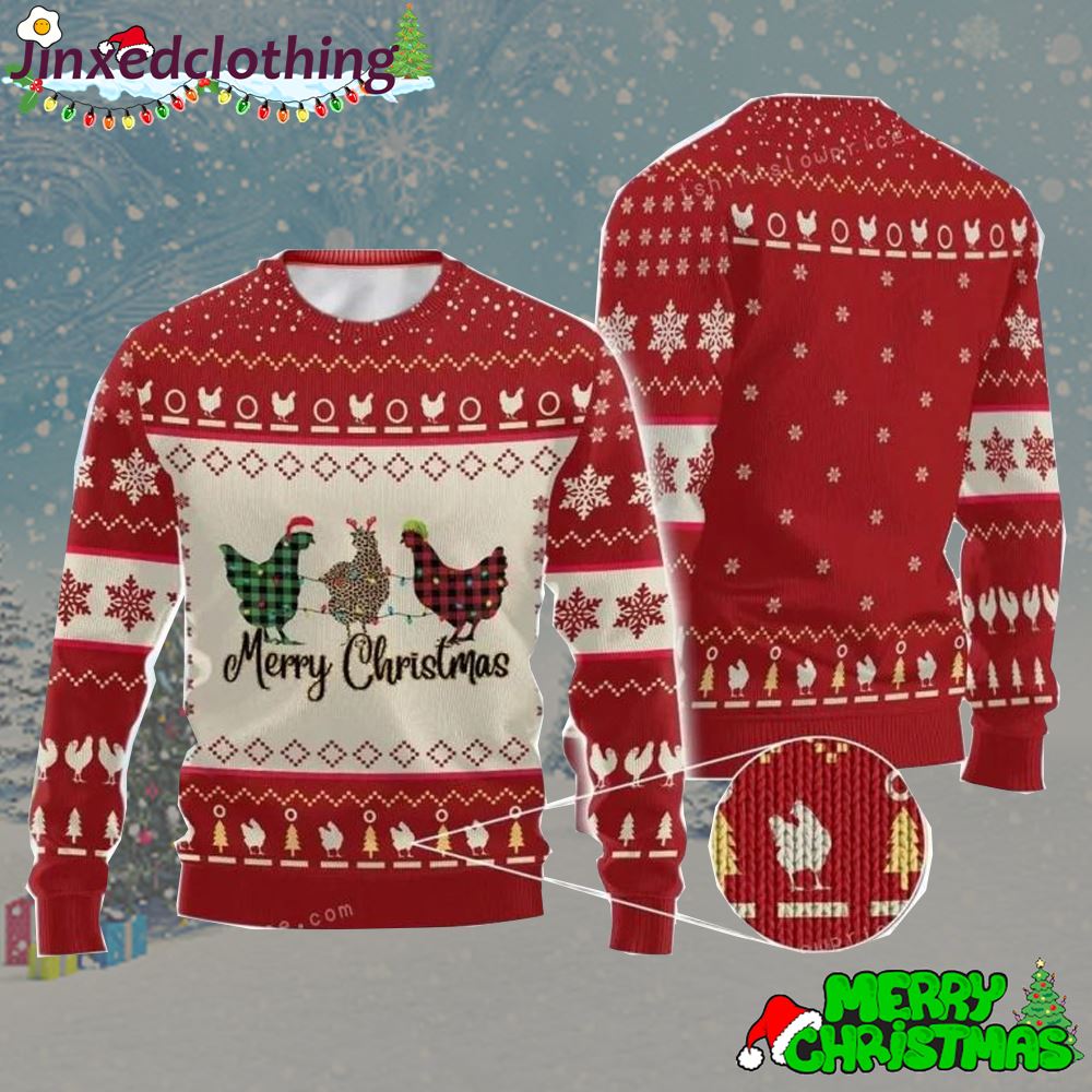 Three Chicken Christmas Ugly Sweater Christmas Party 